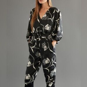 Joie shaila butterfly floral ballon sleeve jumpsuit